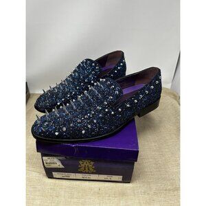 After Midnight Mens Blue Glitter Sparkle Spike Formal Dress Loafers Shoes 10.5
